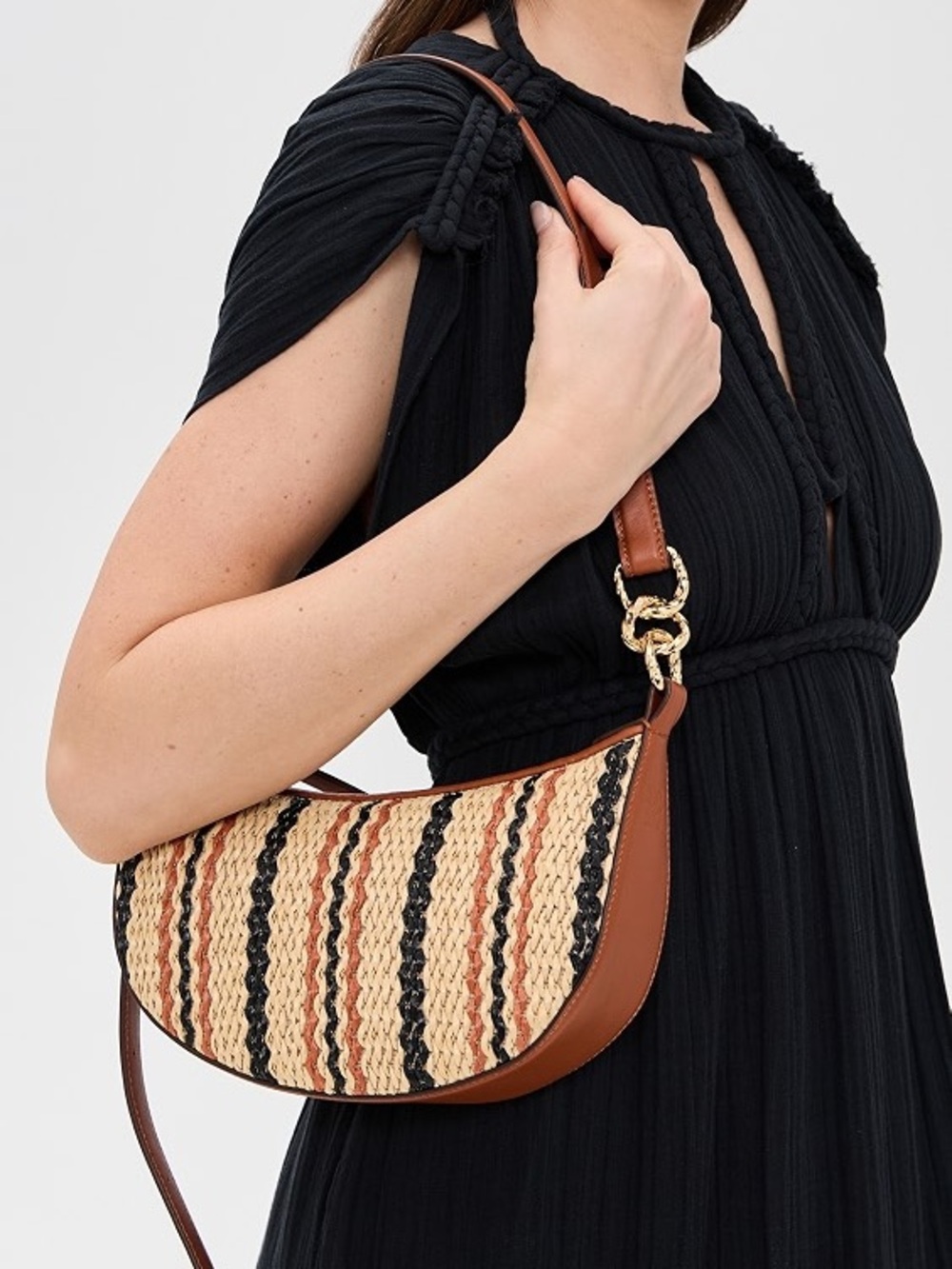 Ulla Johnson Twyla Mini Hobo Bag in Desert Stripe.